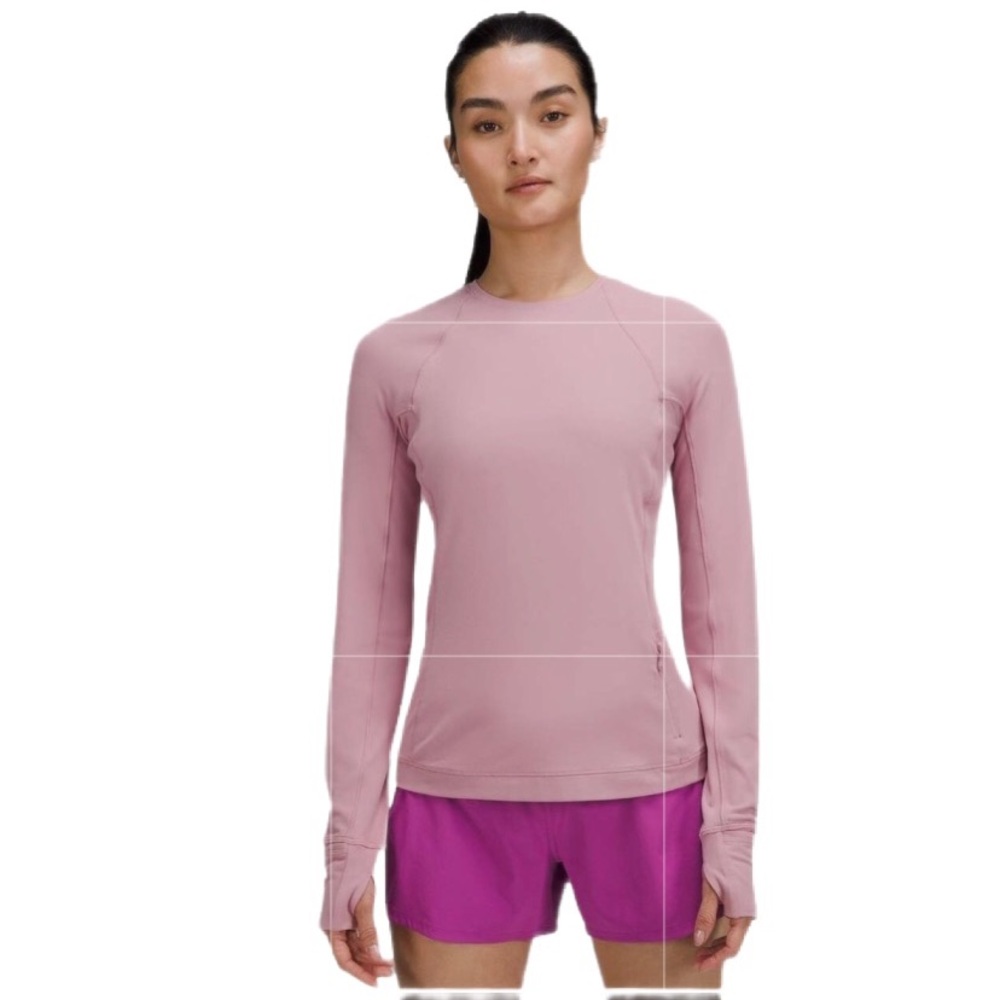 Lululemon Its Rulu Run Long Sleeve Pink Taupe 
Activewear Top Size M